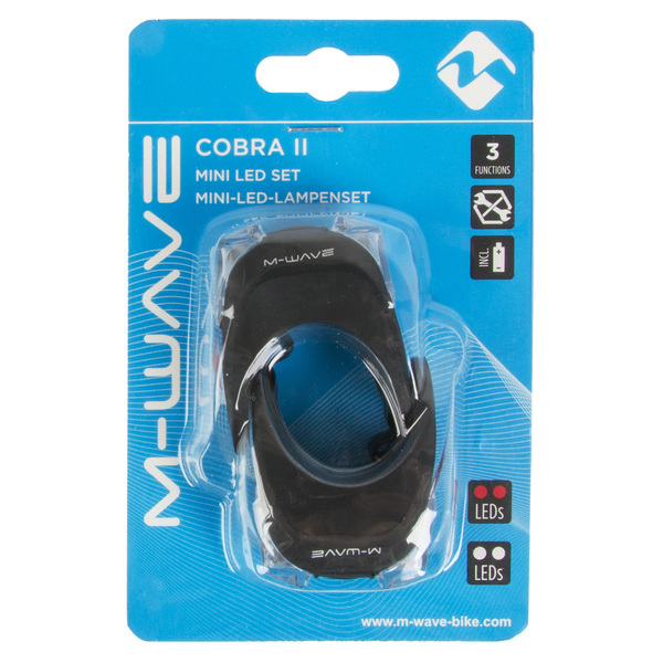 m-wave-set-luci-cobra-ii-sz-led-z-baterijami-crna M-WAVE set luči Cobra II S/Z LED, z baterijami, črna - slika 1